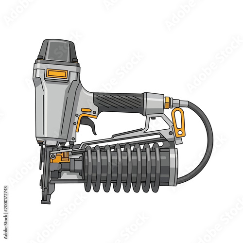 Modern Pneumatic Nail Gun Tool - Professional Construction Equipment
