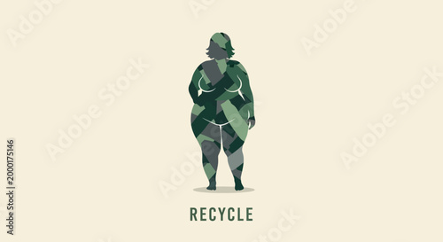 Abstract Illustration of a Woman Representing Recycling and Environmental Awareness.