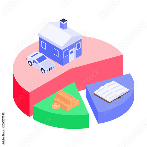 An illustration of resource allocation designed in an isometric style
