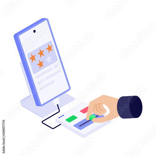 An isometric style illustration showing customer feedback
