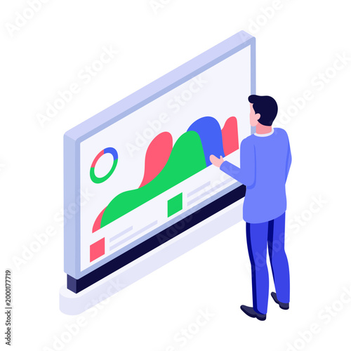 Isometric style illustration of market research
