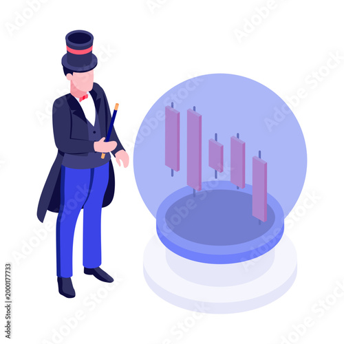 An illustration of market prediction designed in an isometric style
