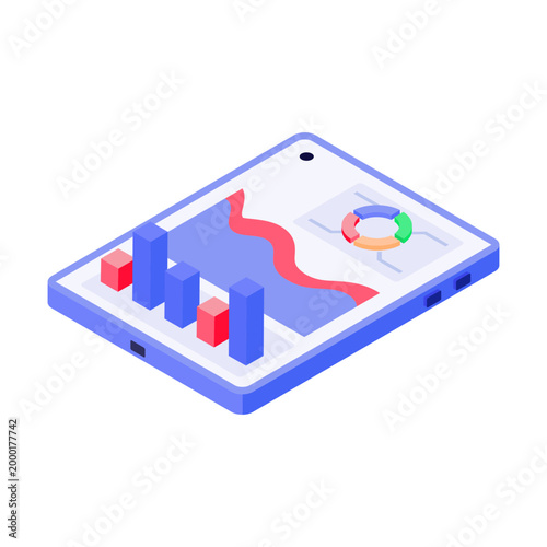 An isometric style illustration depicting key performance
