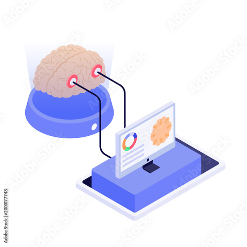 Isometric style illustration of neuromarketing
