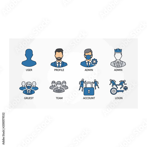 Business and corporate user profile icon set for professional interface design
