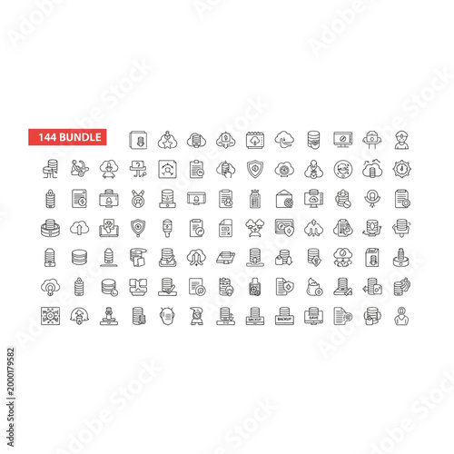 Comprehensive set of business management and strategy icons with business