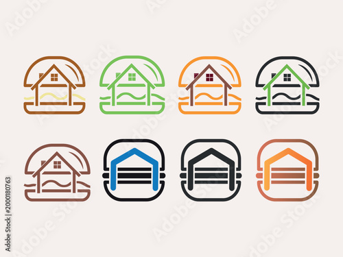 Burger house lineart logo bundle, hand drawn vector burger logo on solid background, 
simple minimal linear cheese burger logo design, Cartoon, Logotype, cafe restaurant, barbeque food,
 vector logo,