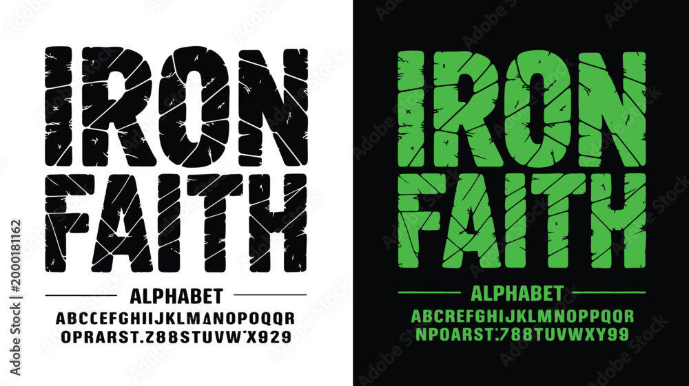 Obraz premium Bold typography design featuring the words iron faith in contrasting colors