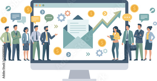 Modern email business illustration