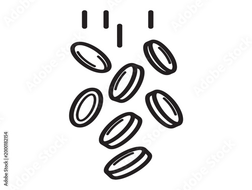 falling coins icon vector illustration with line art style