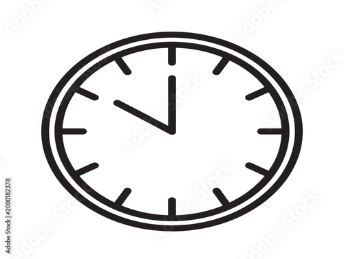 Minimalist round clock face with line art design vector illustration
