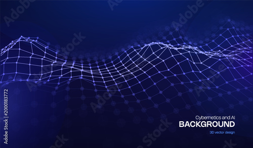 Digital technology data with background network abstract for business communication future. Vector flow science with blue computer futuristic for ai connect line. Tech connection digital.