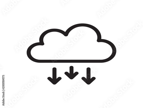 Minimalist vector illustration of a cold air cloud icon with downward arrows in flat design