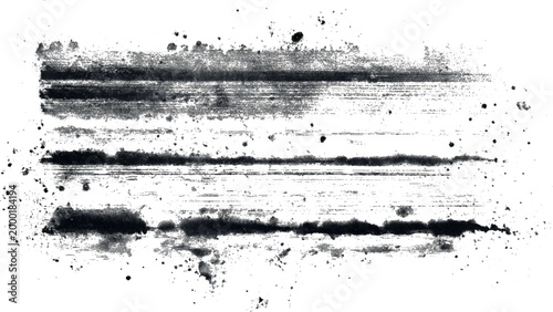 Foto Grunge texture with black ink splatters and smudges on white background