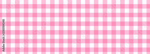 Pink and white checkered pattern. Cute gingham or vichy background. Tablecloth, napkin, picnic plaid, towel, baby girl blanket top view. Fabric flannel, linen or cotton print.  flat illustration.eps10