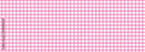 Pink and white checkered pattern. Cute gingham or vichy background. Tablecloth, napkin, picnic plaid, towel, baby girl blanket top view. Fabric flannel, linen or cotton print.  flat illustration.eps10
