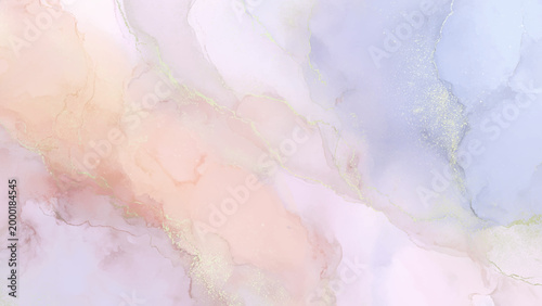 Pastel colored abstract marble texture with gold accents and soft hues