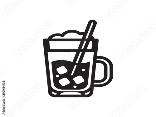 Cold brew coffee icon in minimalist line art style vector illustration