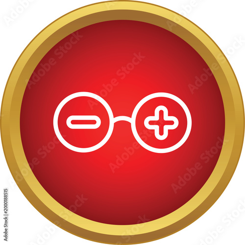 Glasses icon with plus and minus lenses for vision care