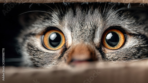 A curious kitten peeking ou...