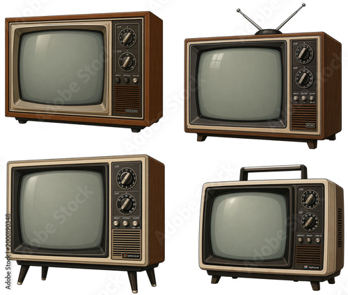 set of traditional television vector