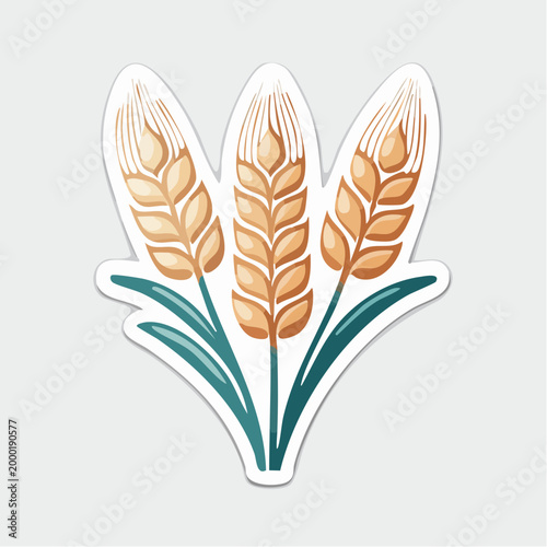 Stylized illustration of three wheat stalks