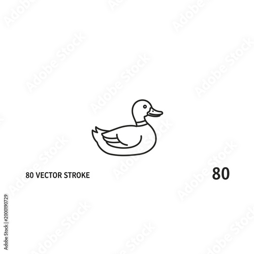 Fotografie Simple outline illustration of a swimming mallard duck with illustration