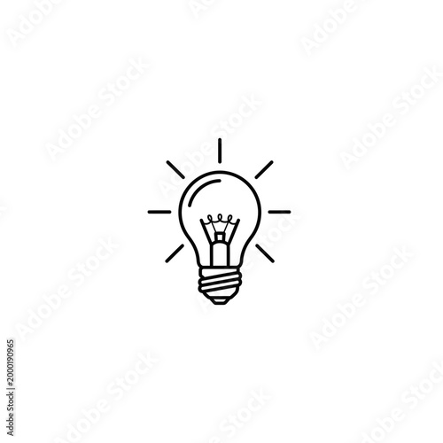 Glowing light bulb icon for idea and inspiration with inspiration, innovation