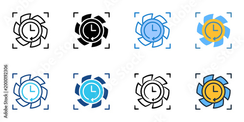 Real time monitoring icons set multiple style collection. Editable stroke 
