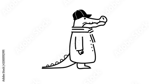crocodile symbol, black isolated vector silhouette