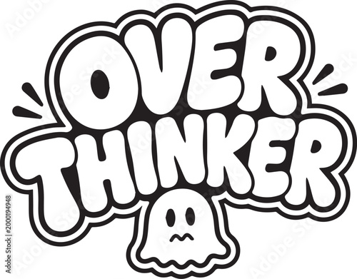 A quirky illustration playfully embodies the essence of an Overthinker, a term for those consumed by their thoughts.