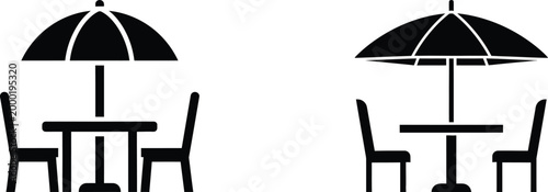 Terrace cafe line icon silhouette on white background