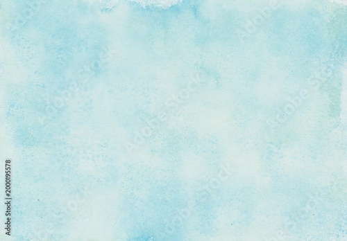 Watercolor background painted with a light-blue watercolor pencil and a sponge across the entire surface