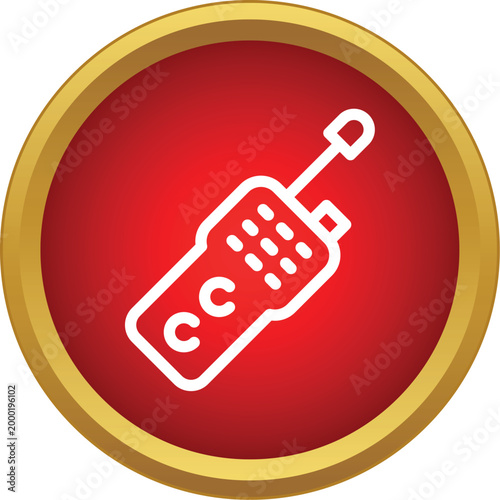 Walkie talkie or portable radio outline icon in a red circle creating a concept for security