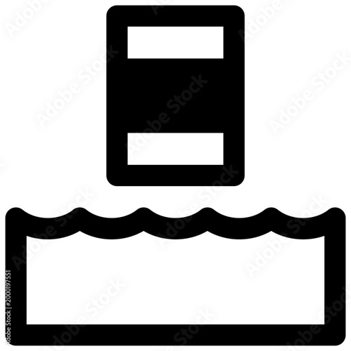 Data lake. Outlined stroke vector icon with black-filled details.