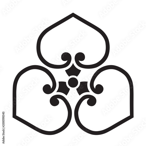 日本の伝統的な植物紋の家紋「葵紋」のベクターデータ