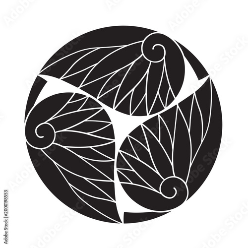 日本の伝統的な植物紋の家紋「葵紋」のベクターデータ