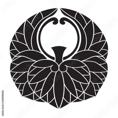 日本の伝統的な植物紋の家紋「葵紋」のベクターデータ