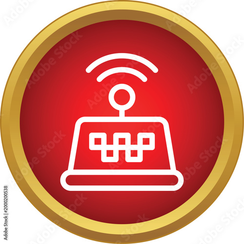 Taxi cab roof sign with wifi signal for ride sharing technology