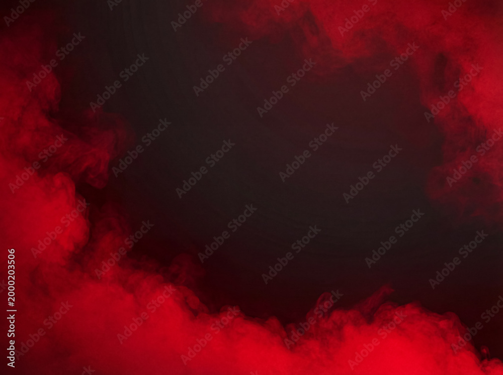 Ταπετσαρία Fiery red smoke creating a border around a dark empty space, forming an abstract and dynamic frame