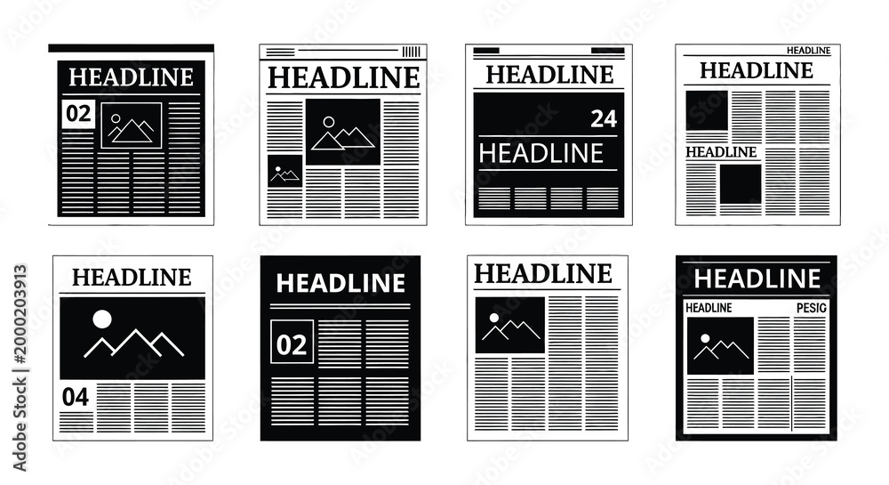 Fotografija Newspaper layout vector illustration with headline and article blocks