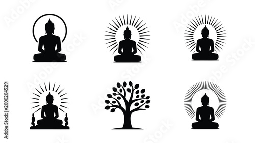Photos Buddha icons and tree silhouette for meditation spirituality and enlightenment c