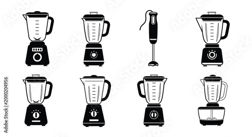 Kitchen appliance silhouettes on a white background