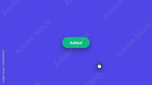 Animated UI button changing from add to cart to added state with loading spinner and checkmark icon on purple background