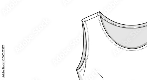 Illustration of a sleeveless top with detailed stitching on white background