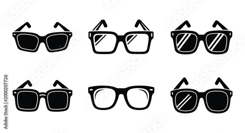 Flat vector sunglasses set on a white background