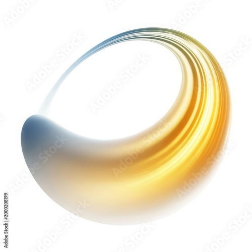 Gradient ring with blue, white, and yellow hues on white background