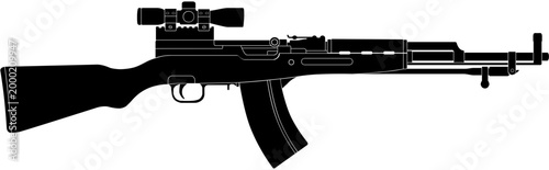 SKS Rifle Silhouette with Extended Magazine and Scope