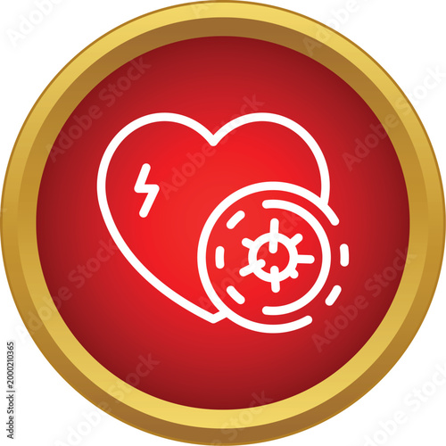 Heart icon showing disease or infection from a virus in a red button