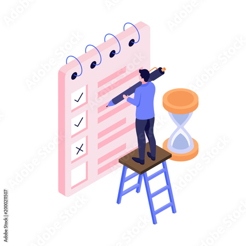 An isometric style illustration showing task assignment
